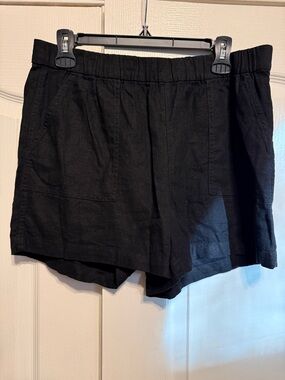J. Crew Black Elastic Linen Shorts